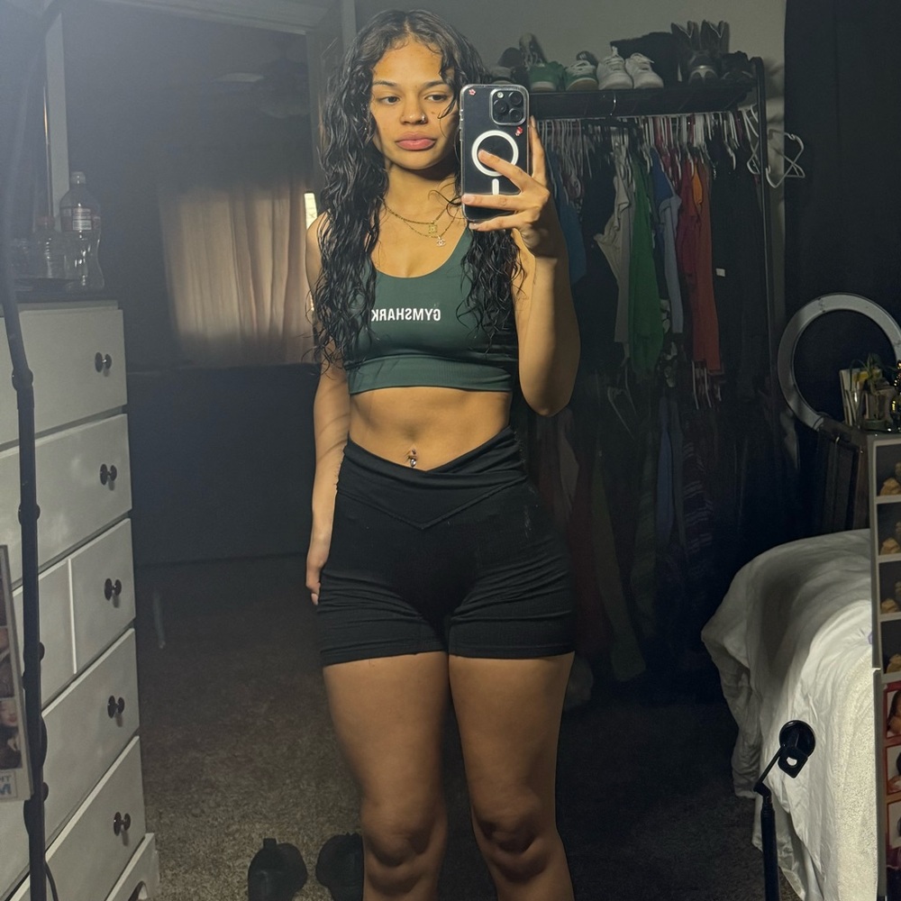 Gymshark Black and Teal Workout bra